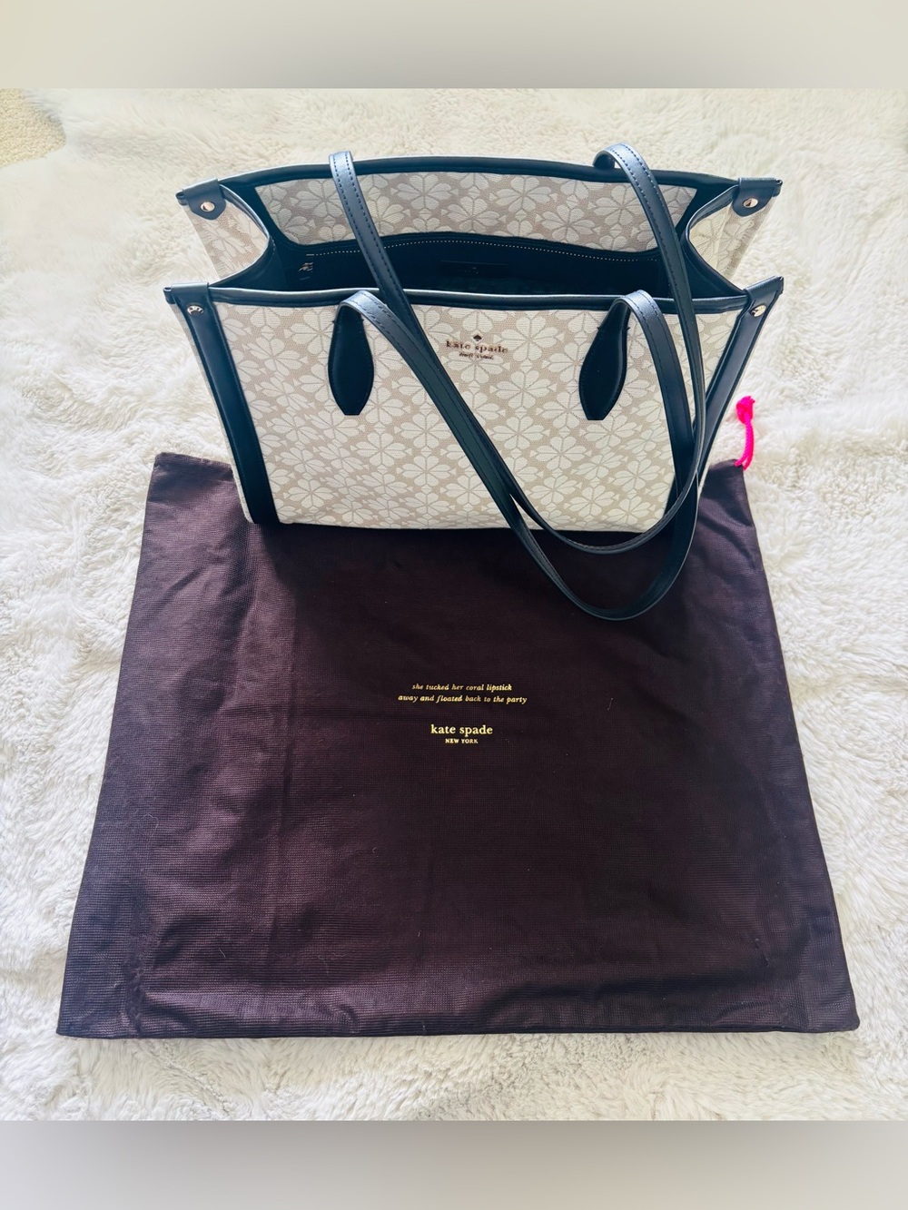 Kate Spade Spade Flower Jacquard Market Tote Purse w/Duster Bag - Picture 8 of 8